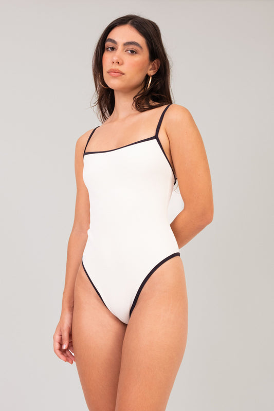 Maiô Reto Viés Branco