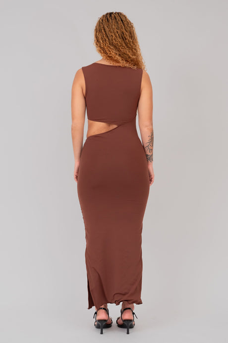 Vestido Assimétrico Café