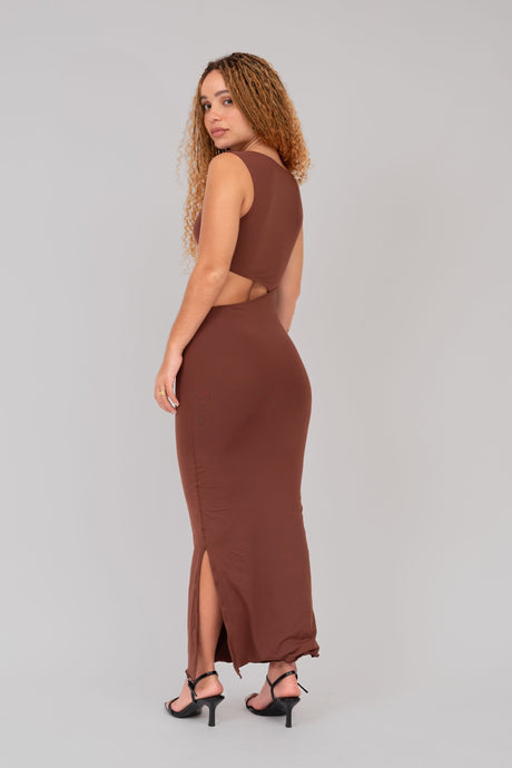 Vestido Assimétrico Café