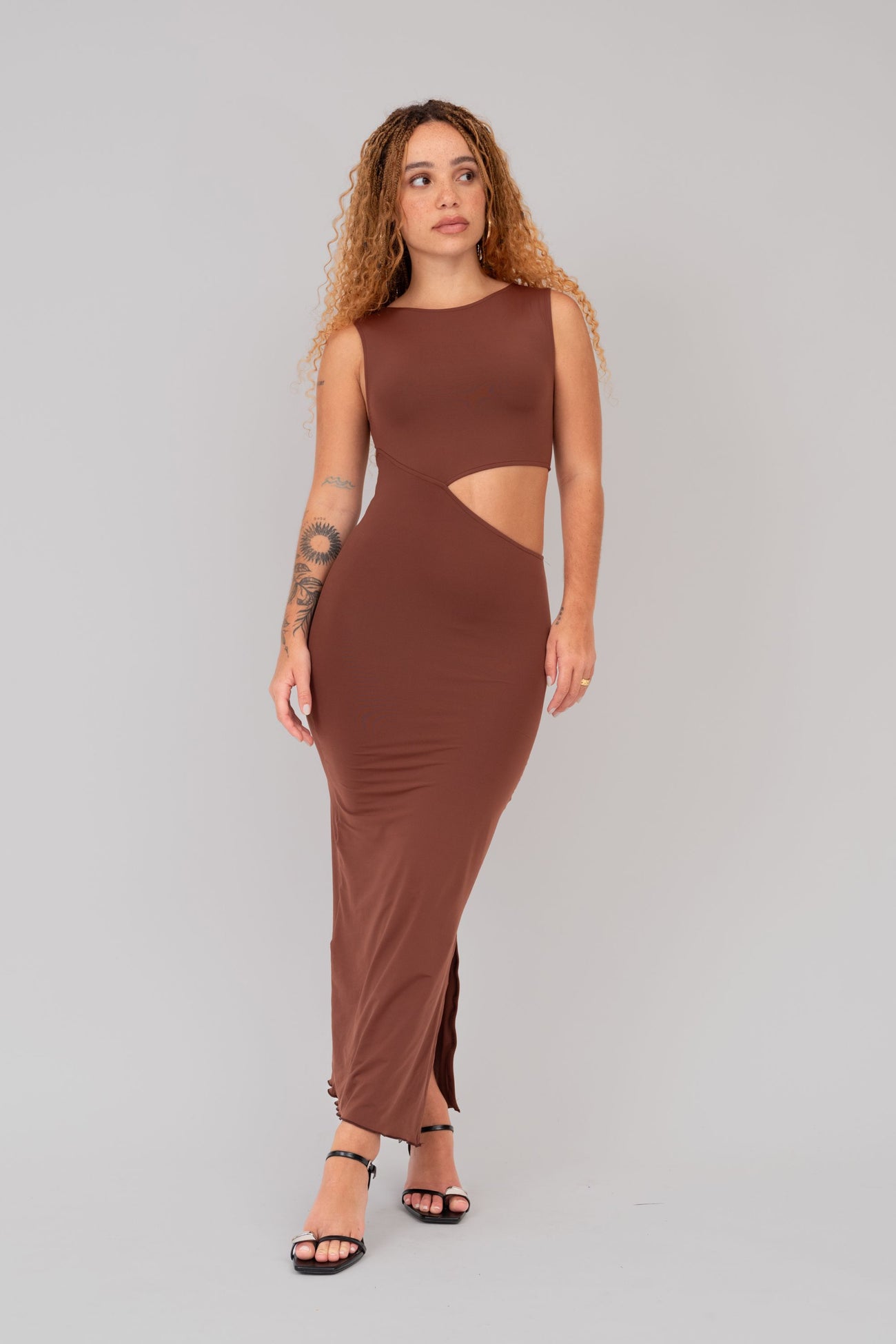 Vestido Assimétrico Café