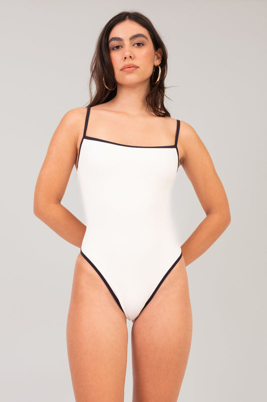 Maiô Reto Viés Branco