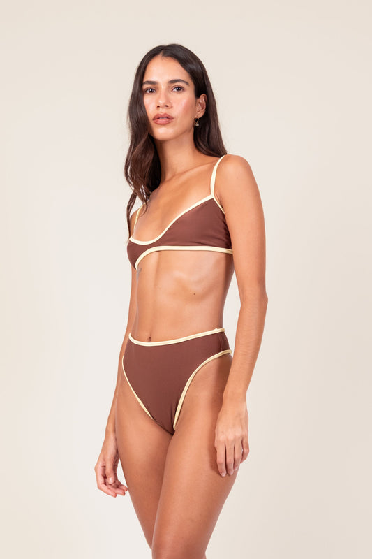 Biquíni Ondas Viés Marrom