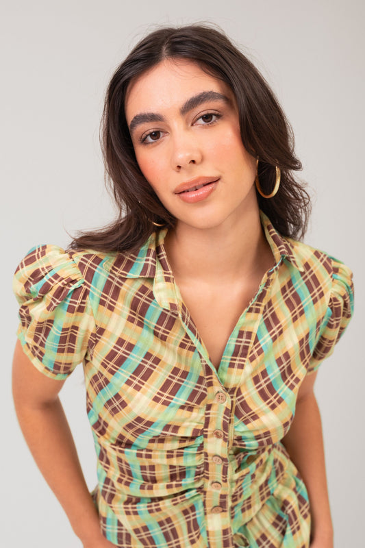 Blusa Franzida Xadrez