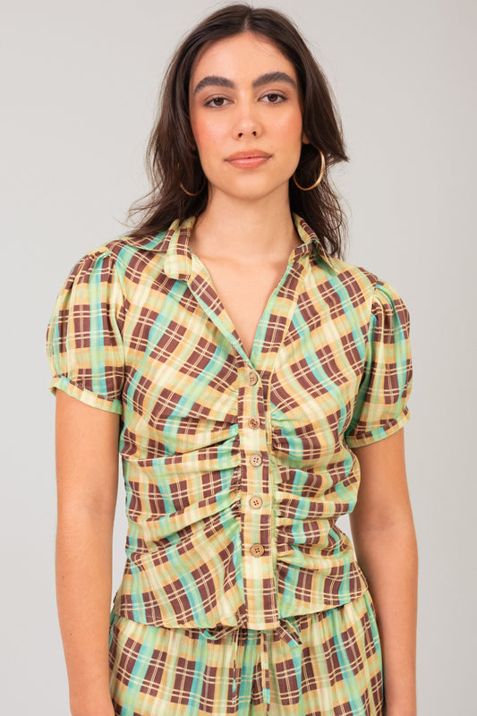 Blusa Franzida Xadrez