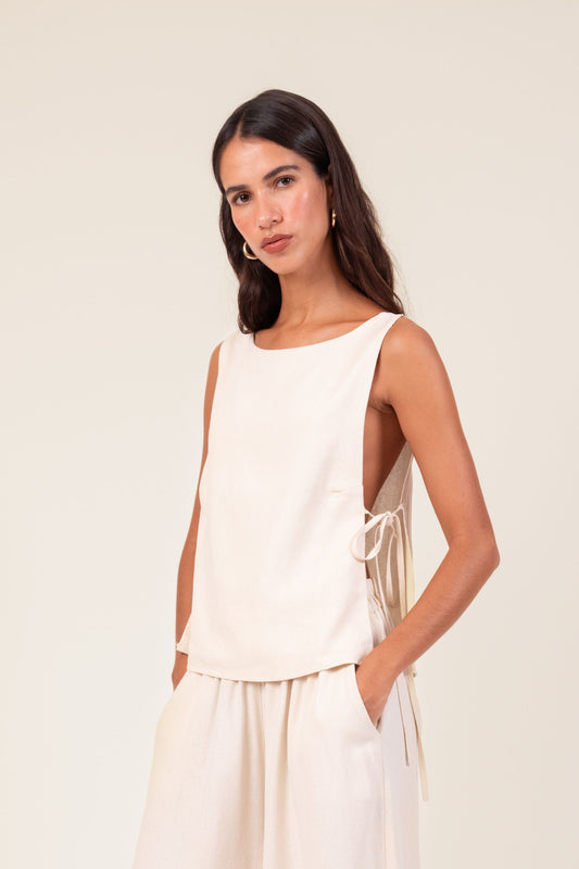 Blusa Laço Linho Off-White