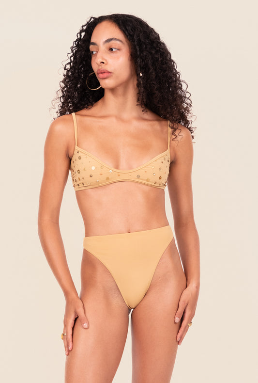 Biquíni Hotpants Ondas Ayla Ocre
