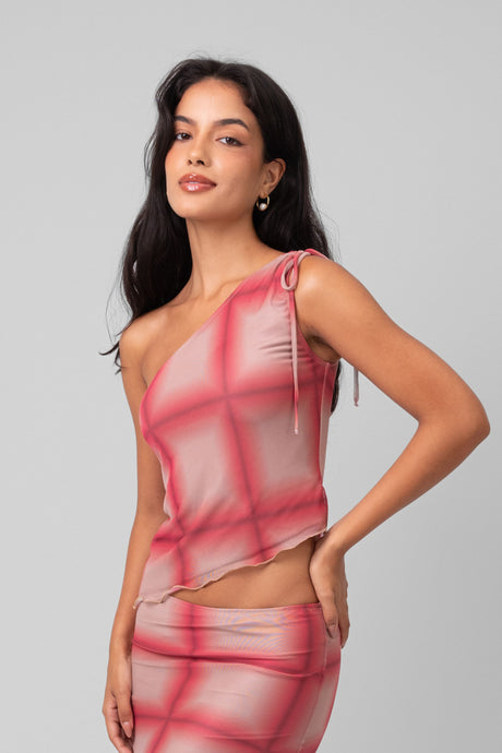Saia Tule Xadrez Pink