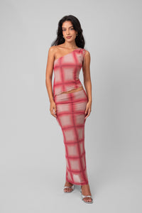 Saia Tule Xadrez Pink