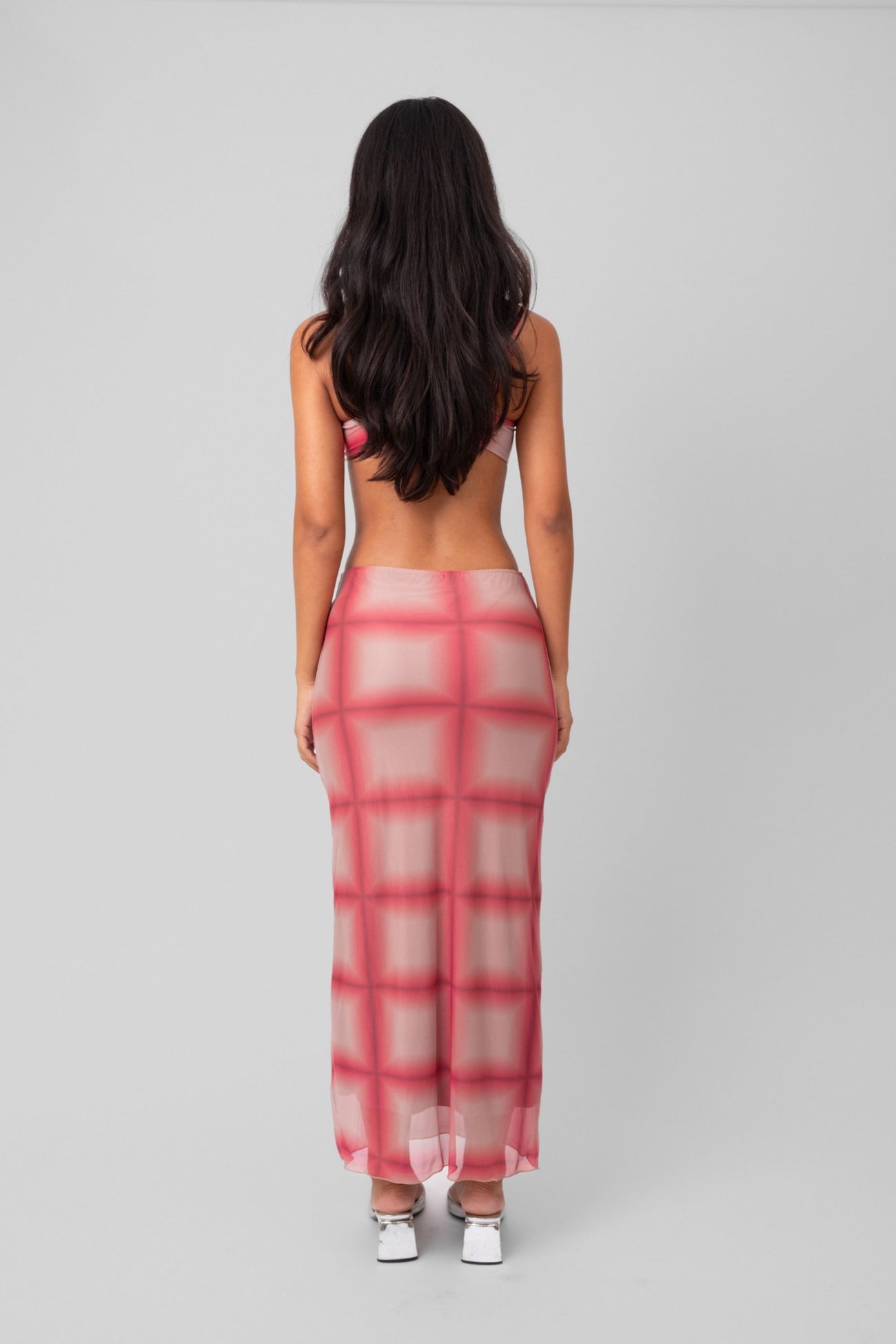 Saia Tule Xadrez Pink