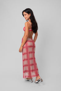 Saia Tule Xadrez Pink