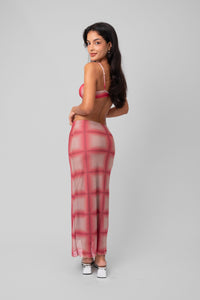 Saia Tule Xadrez Pink