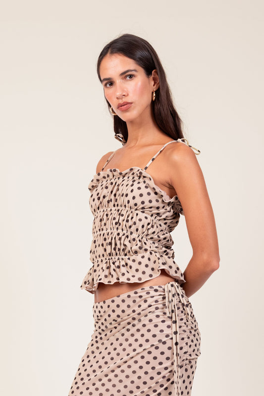 Blusa Lastex Tule Poá