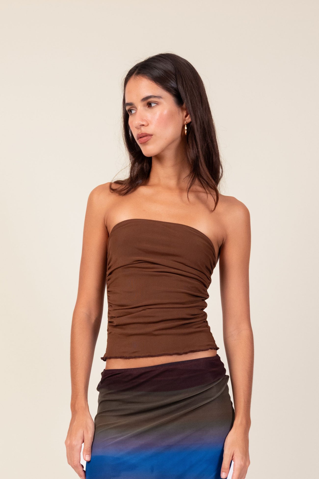 Top Tqc Tule Marrom