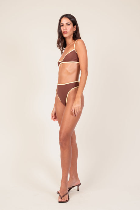 Hotpants Cavada Viés Marrom