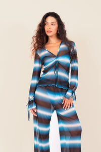 Blusa Franzida Tule Celeste