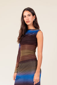 Blusa Tule Manga Floresta