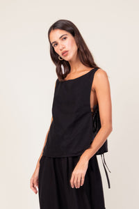 Blusa Laço Linho Preta