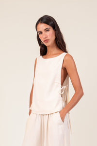 Blusa Laço Linho Off-White