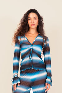 Blusa Franzida Tule Celeste