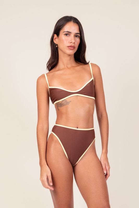 Hotpants Cavada Viés Marrom