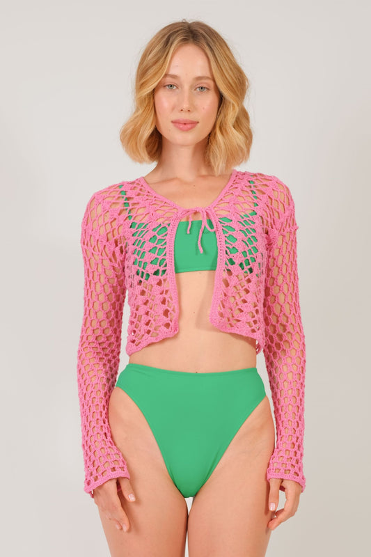 Casaquinho Crochet Pink