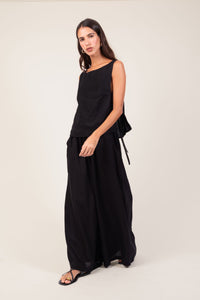 Blusa Laço Linho Preta