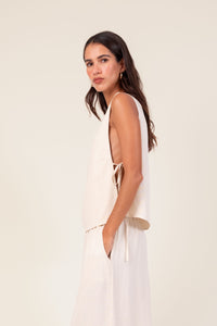 Blusa Laço Linho Off-White