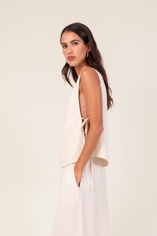 Blusa Laço Linho Off-White