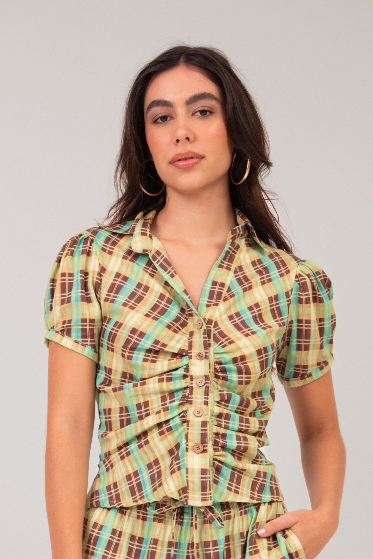 Blusa Franzida Xadrez