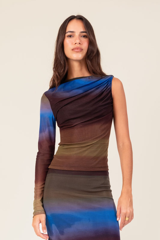 Blusa Tule Manga Floresta