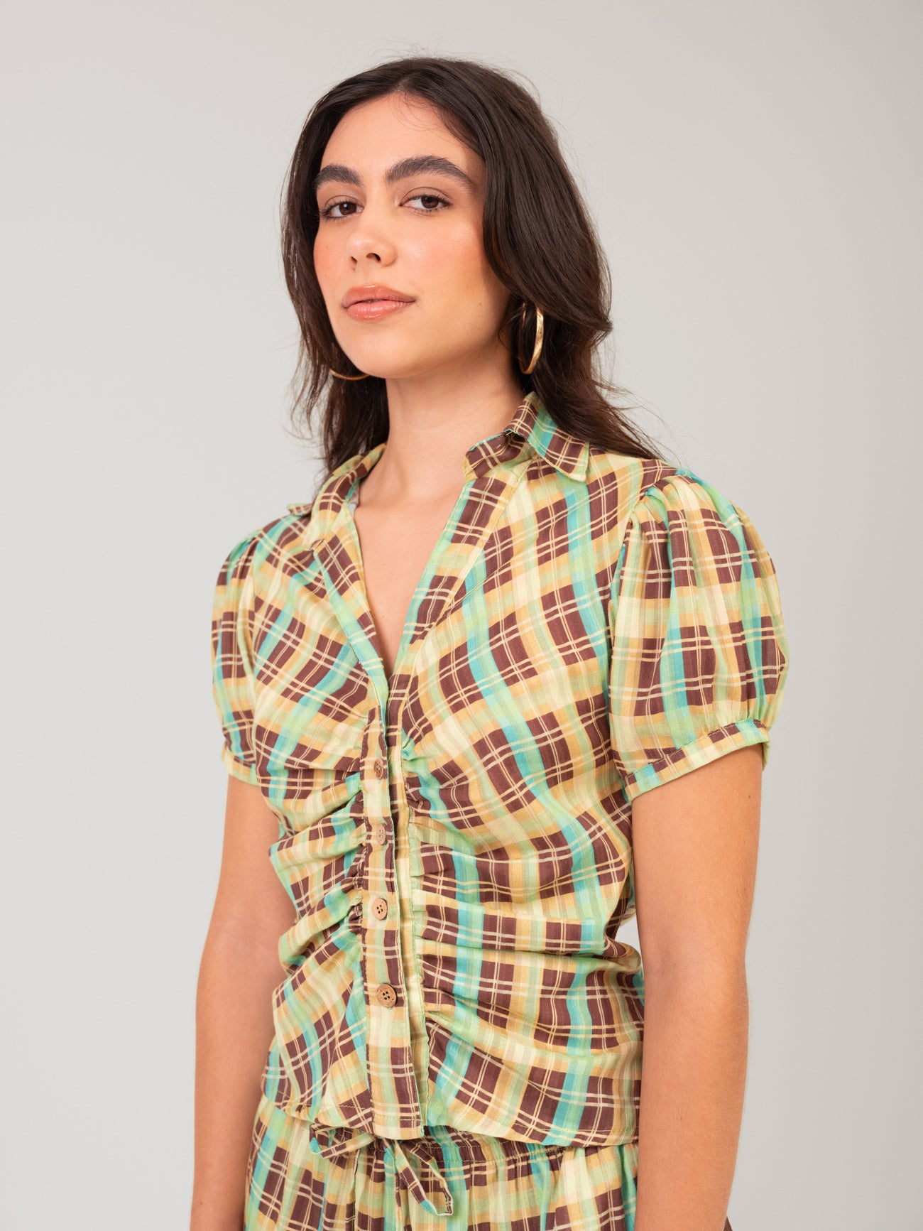 Blusa Franzida Xadrez