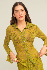 Blusa Botão Renda Moss