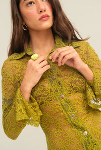Blusa Botão Renda Moss