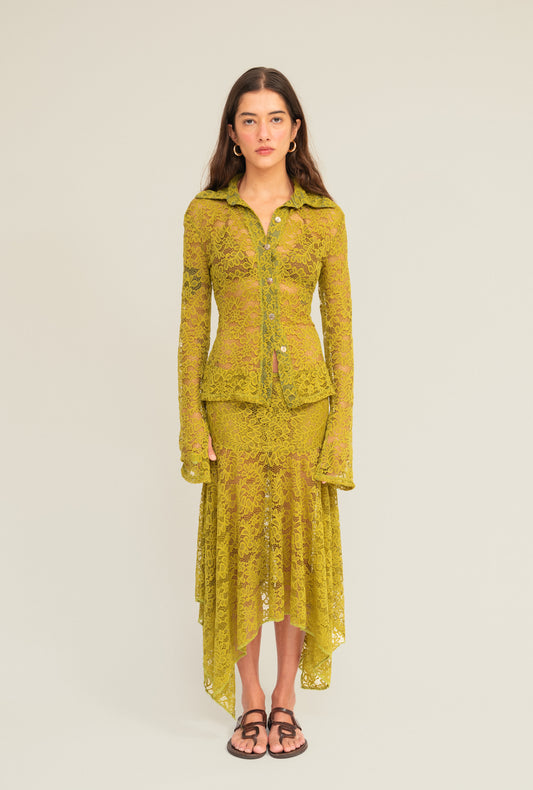 Blusa Botão Renda Moss