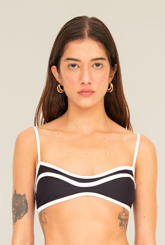Top Ondas Viés Duplo Preto