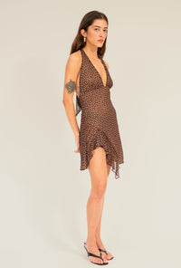 Vestido Jade Poá Marrom