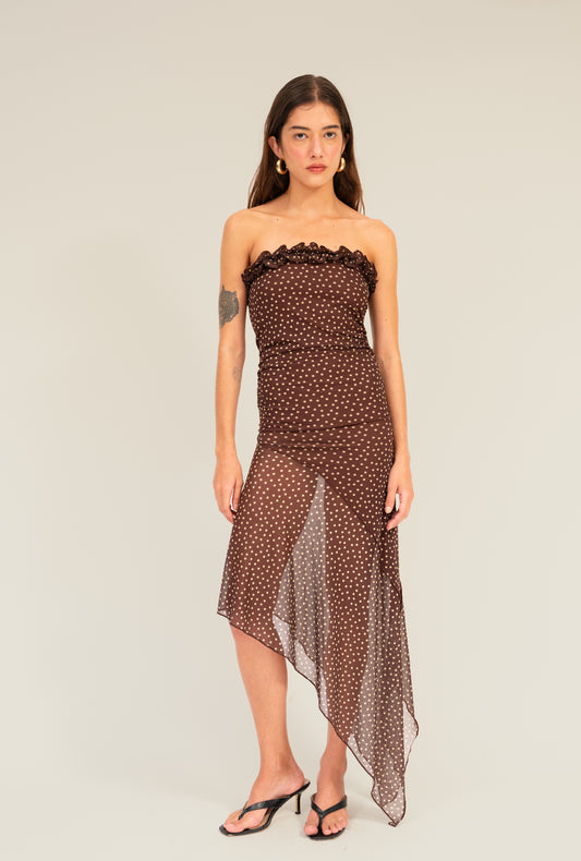 Vestido Paloma Poá Marrom