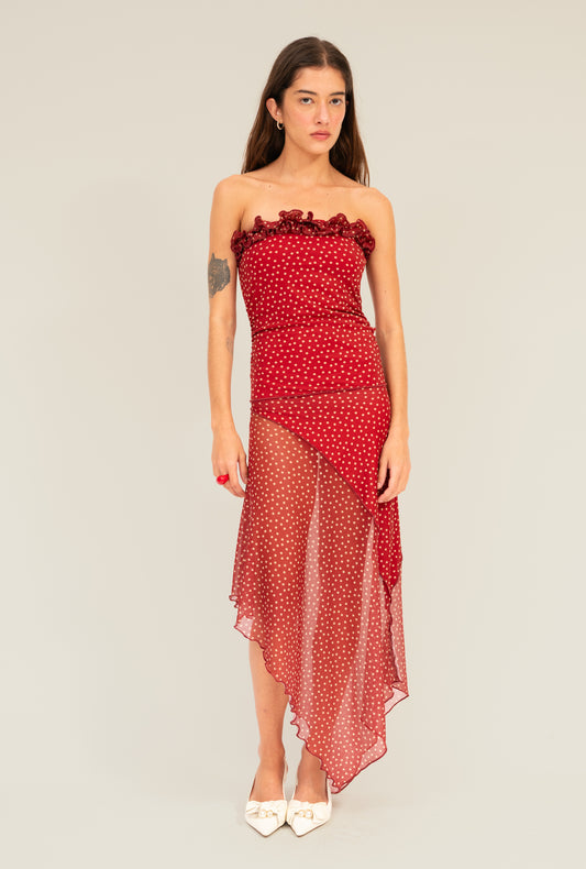 Vestido Paloma Poá Vermelho