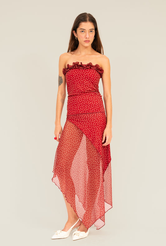 Vestido Paloma Poá Vermelho