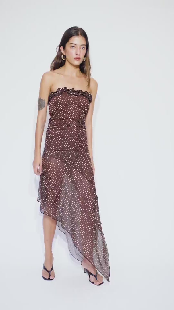 Vestido Paloma Poá Marrom