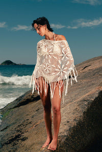 Poncho Crochet Flores