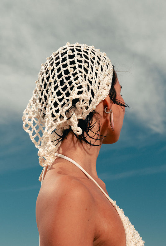 Bandana Crochet Pérolas