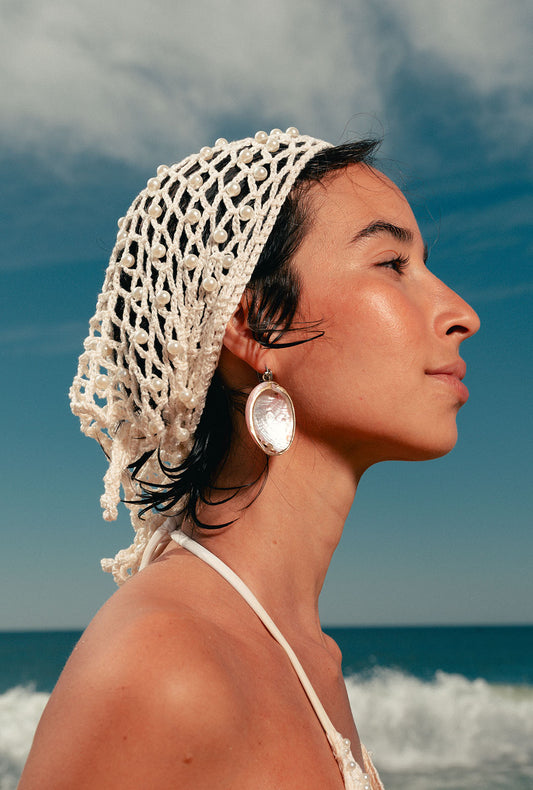 Bandana Crochet Pérolas